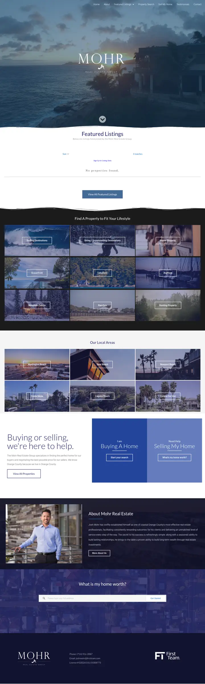 Full-page screenshot of the MOHR Real Estate Group homepage, from header to footer
